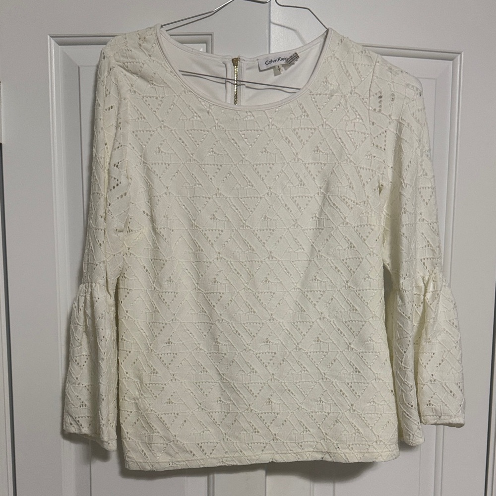 Calvin Klein Women's Ivory Textured Blouse